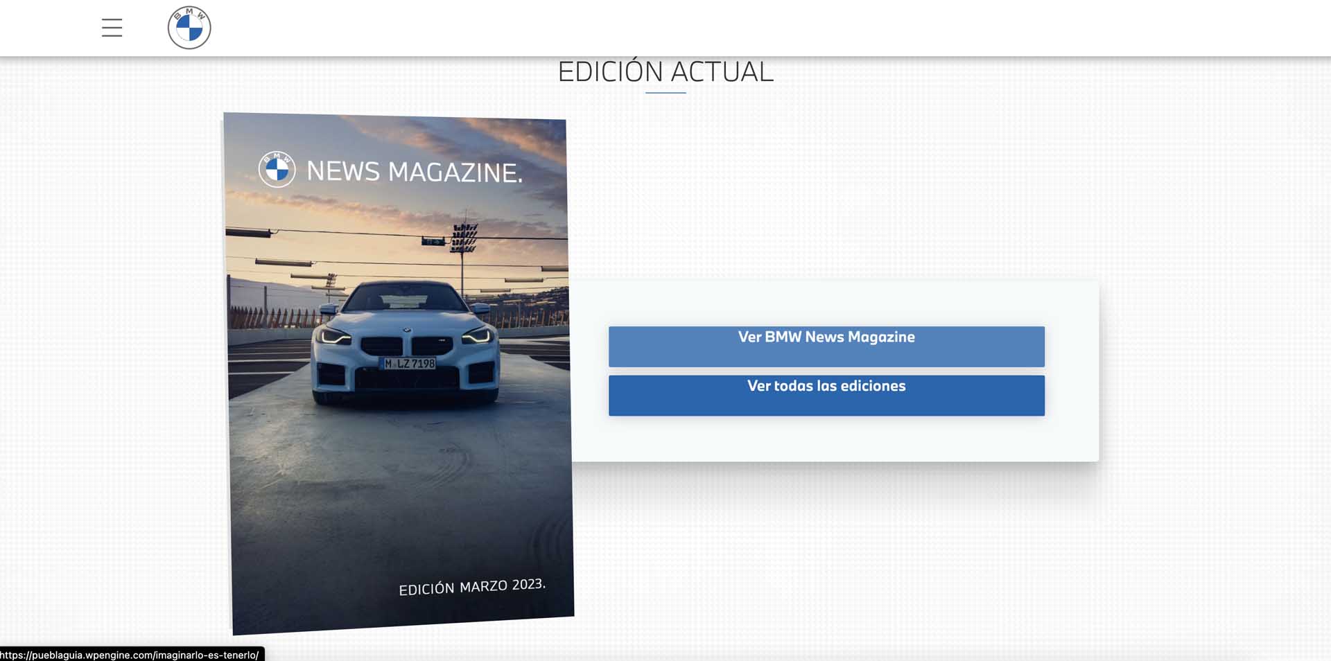 Portada de la revista digital BMW Magazine